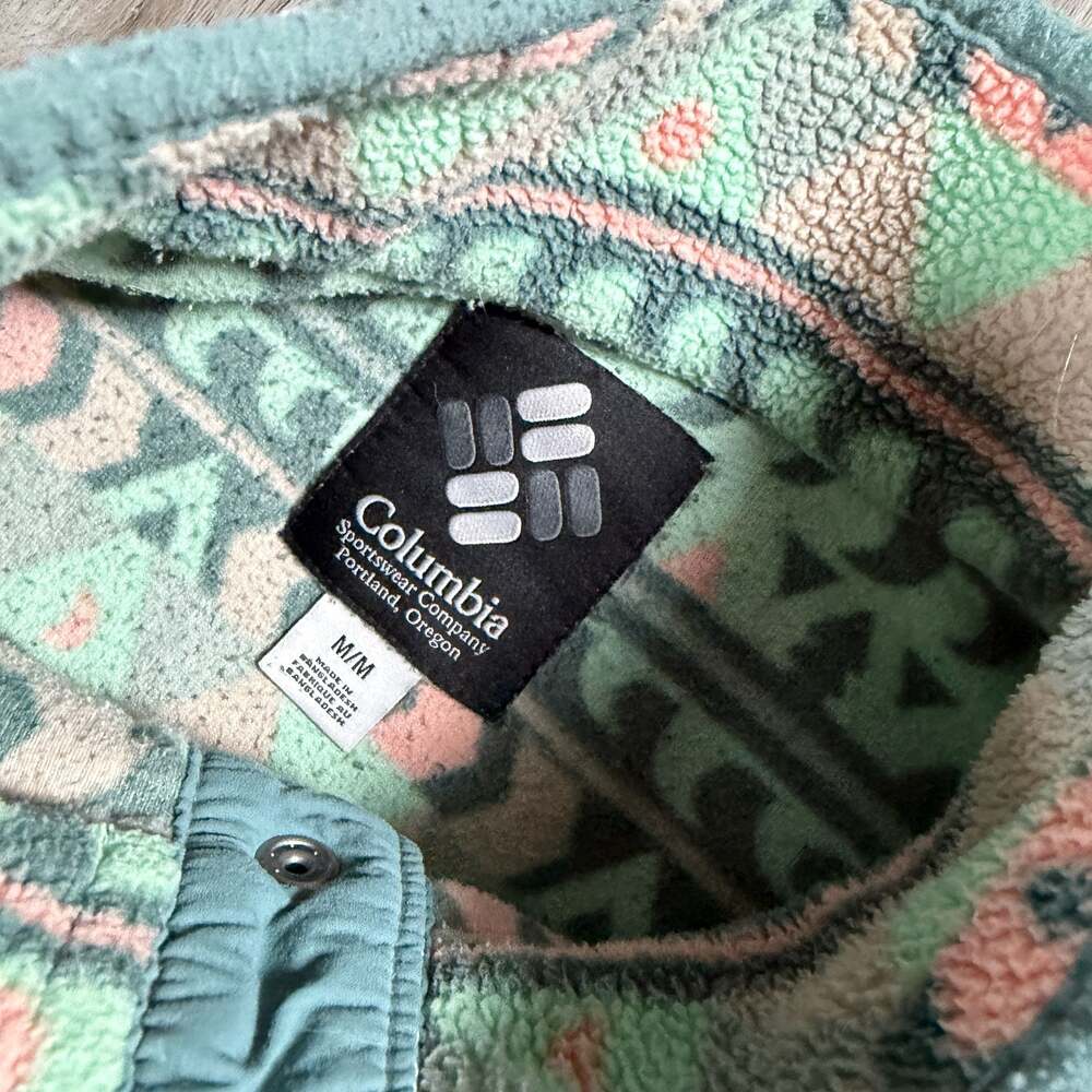 Mens Columbia Helvetia Aztec Half Snap Fleece Pullover Patterned Medium - Picture 3 of 6